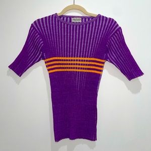 vintage 70s purple and orange pleated top